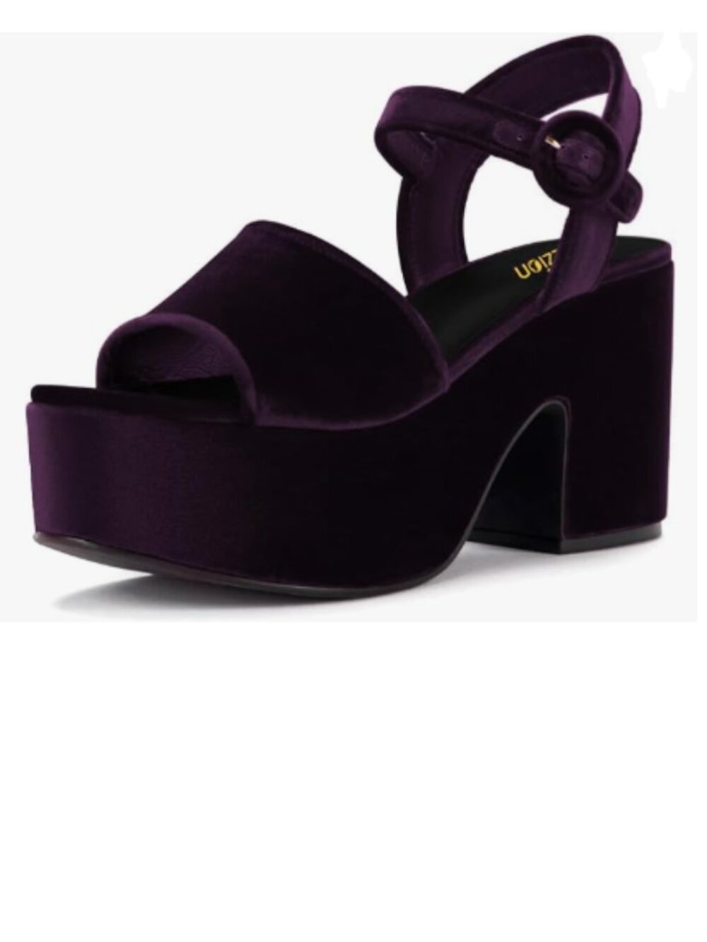 Pazzion Grape Chunky High Heel Platform Sandals Open Toe Ankle Strap Buckle Shoe